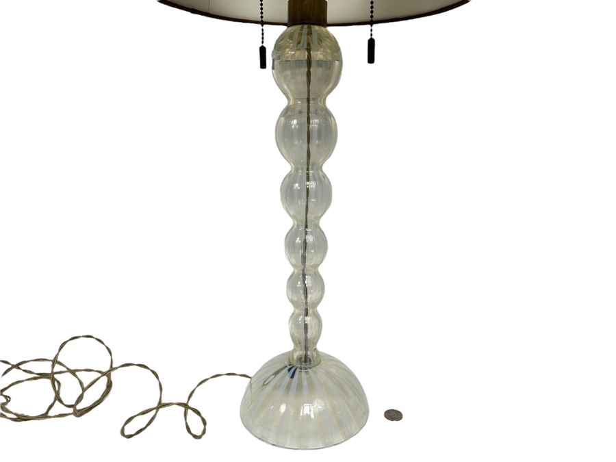Stunning Murano Glass Table Lamp With Shade 30H