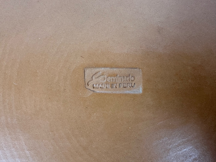 Handmade Signed Seminario Cusco Peru Pottery Bowl With Hummingbirds And Metal Decorations 11.5R [Photo 10]