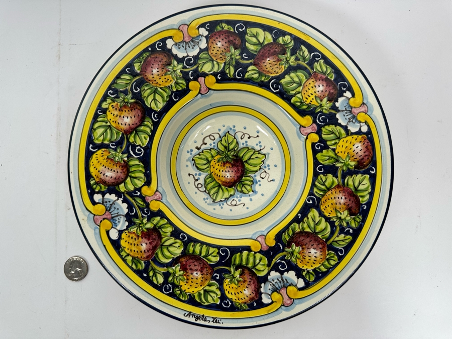 Angela Zei San Gimignano Italy Hand Painted Platter Signed With Hanger On Back 11R [Photo 2]