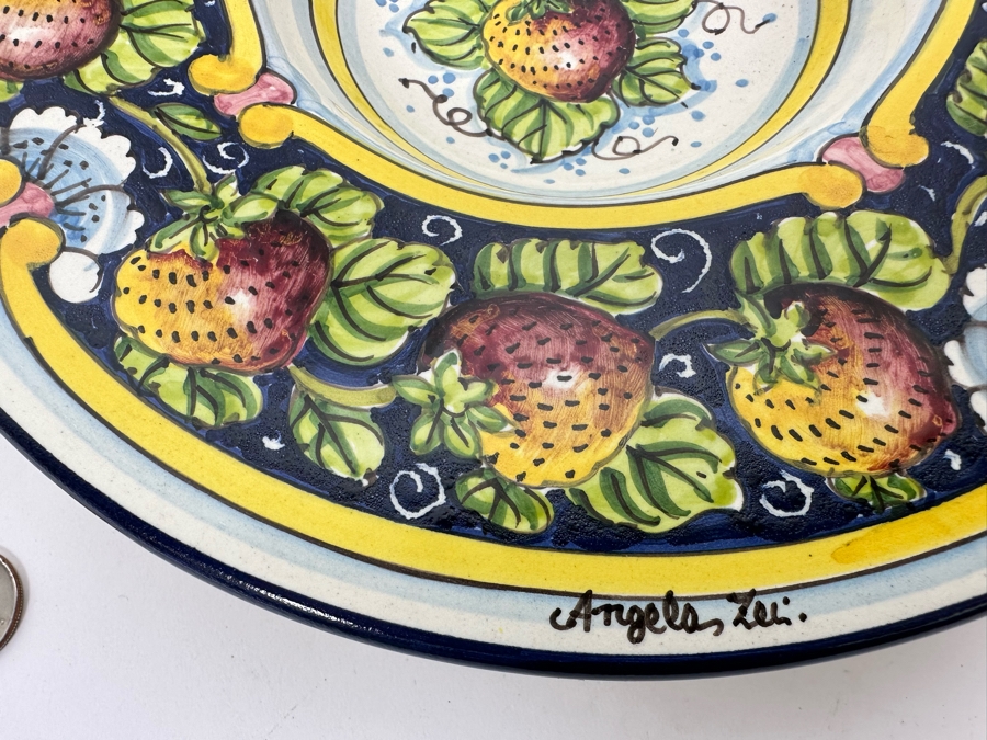 Angela Zei San Gimignano Italy Hand Painted Platter Signed With Hanger On Back 11R [Photo 5]