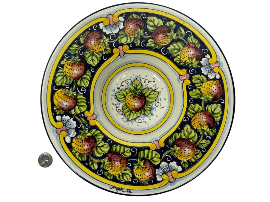 Angela Zei San Gimignano Italy Hand Painted Platter Signed With Hanger On Back 11R