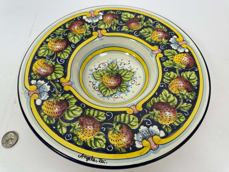 Angela Zei San Gimignano Italy Hand Painted Platter Signed With Hanger On Back 11R [Photo 3]