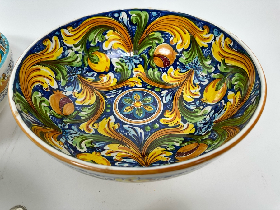 (4) S. Gurreri Caltagirone Signed Italy Stoneware Bowls Hand-Painted 8R To 12R [Photo 8]