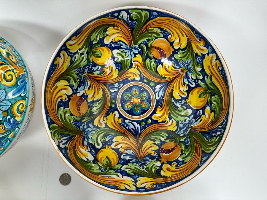 (4) S. Gurreri Caltagirone Signed Italy Stoneware Bowls Hand-Painted 8R To 12R [Photo 7]