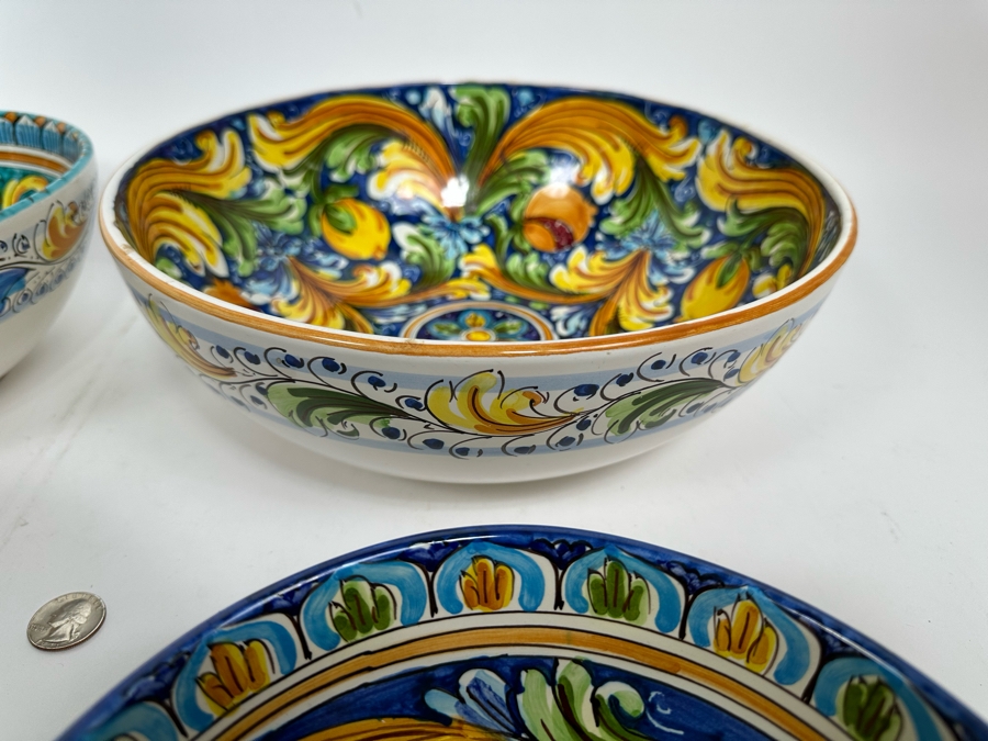 (4) S. Gurreri Caltagirone Signed Italy Stoneware Bowls Hand-Painted 8R To 12R [Photo 9]