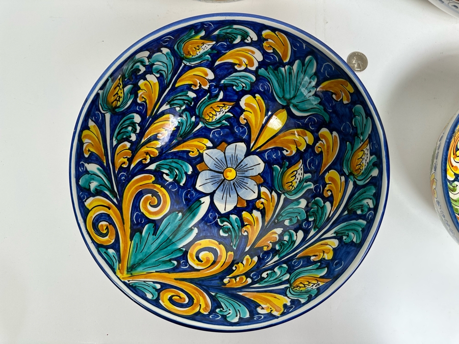 (4) S. Gurreri Caltagirone Signed Italy Stoneware Bowls Hand-Painted 8R To 12R [Photo 13]