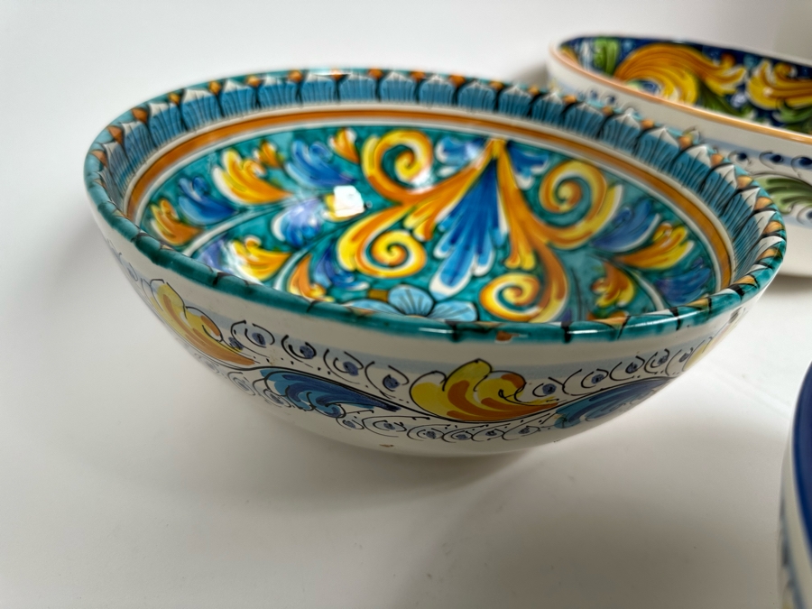 (4) S. Gurreri Caltagirone Signed Italy Stoneware Bowls Hand-Painted 8R To 12R [Photo 16]