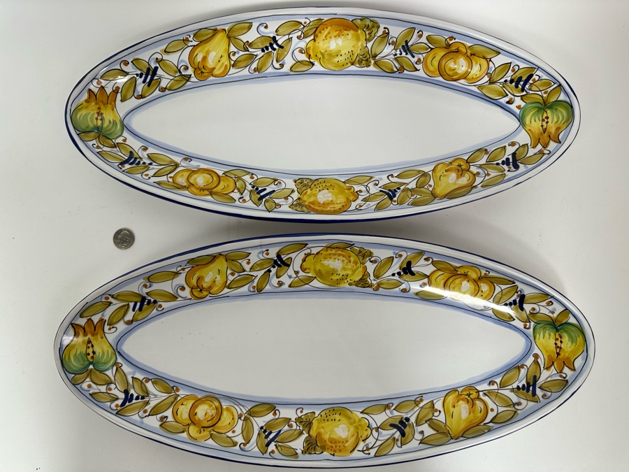 Pair Of D'Arna Pegugia Italy Platters 21.5 X 9 [Photo 2]
