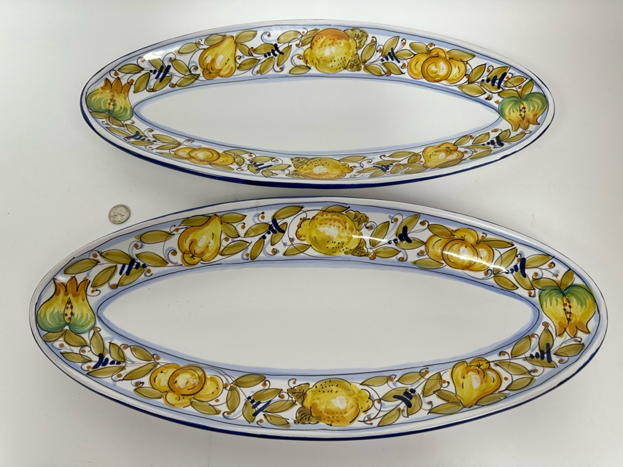 Pair Of D'Arna Pegugia Italy Platters 21.5 X 9 [Photo 3]