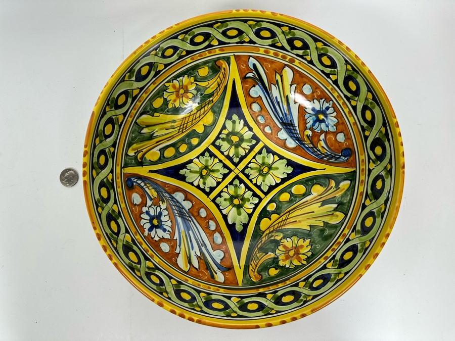 12' Signed Hand-Painted Italian Bowl [Photo 2]