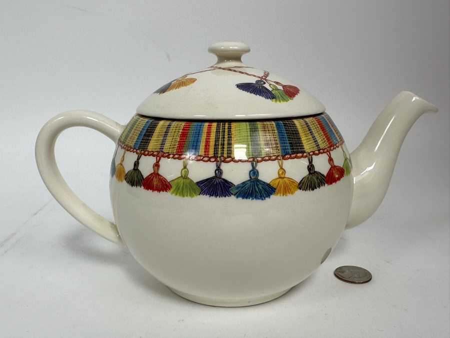 Taffetas Gien France Teapot 9.5W X 6H, Sugar & Creamer Set [Photo 8]