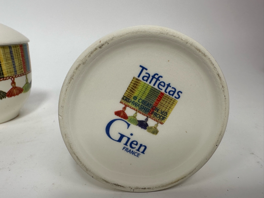 Taffetas Gien France Teapot 9.5W X 6H, Sugar & Creamer Set [Photo 6]