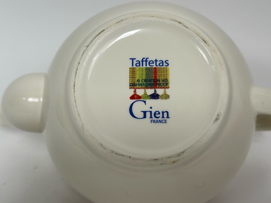 Taffetas Gien France Teapot 9.5W X 6H, Sugar & Creamer Set [Photo 9]