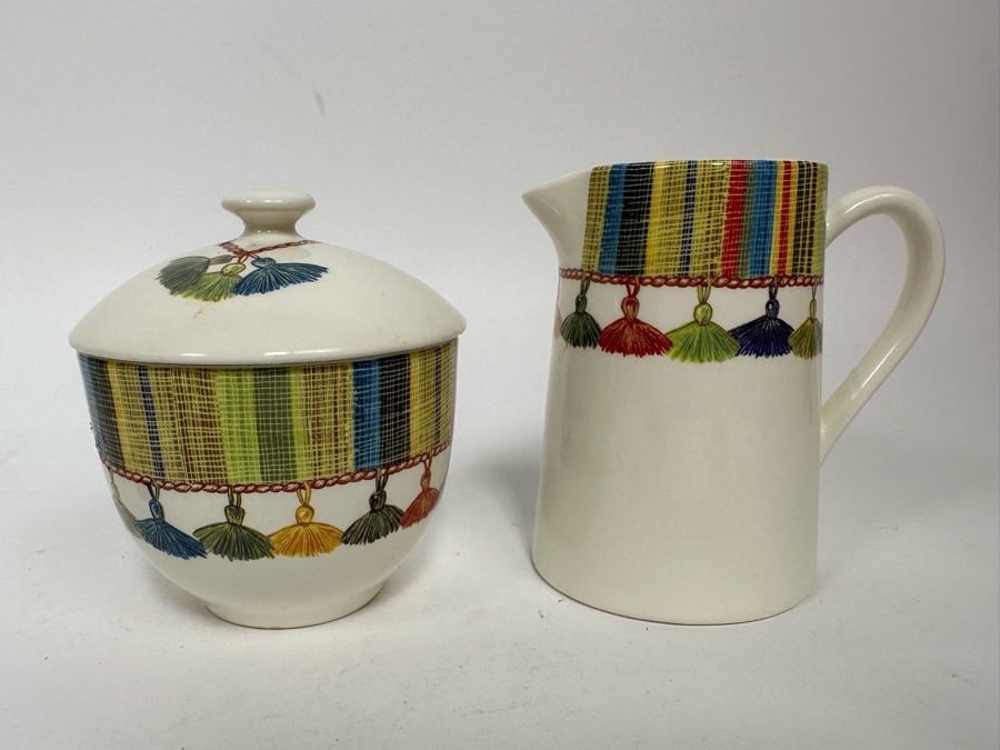 Taffetas Gien France Teapot 9.5W X 6H, Sugar & Creamer Set [Photo 7]