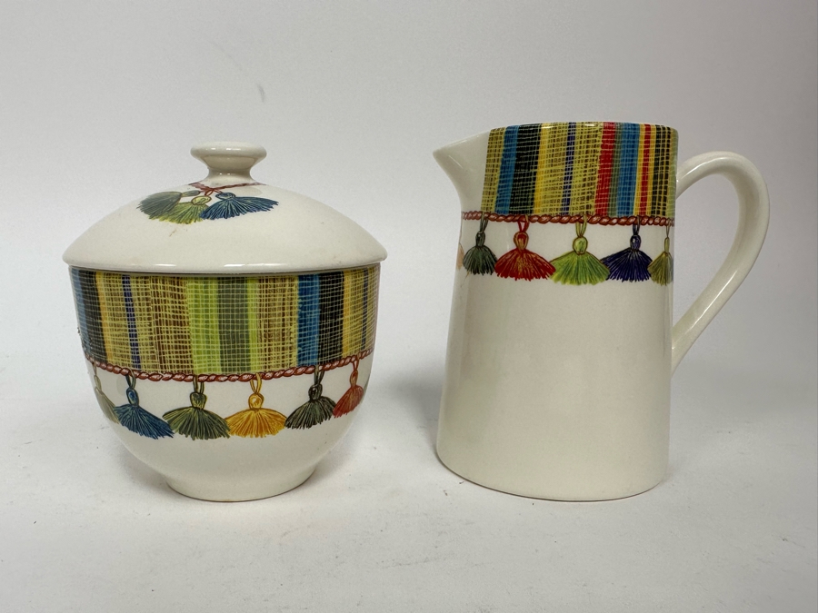 Taffetas Gien France Teapot 9.5W X 6H, Sugar & Creamer Set [Photo 5]