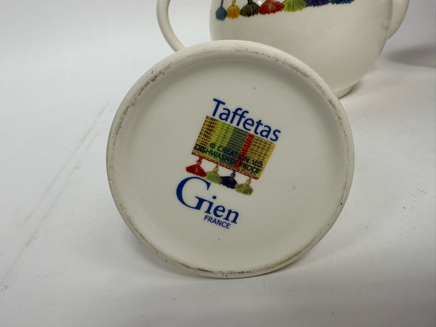 Taffetas Gien France Teapot 9.5W X 6H, Sugar & Creamer Set [Photo 4]