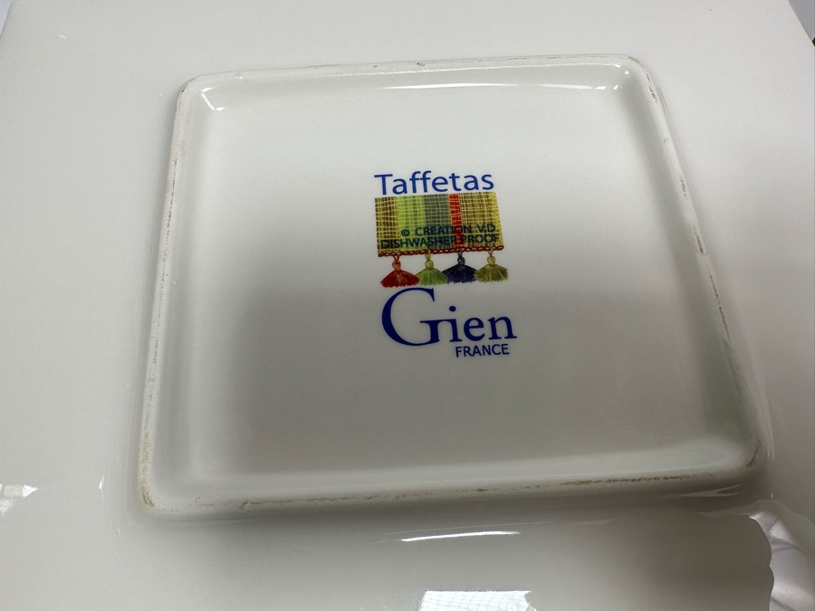 Taffetas Gien France (5) Rectangular Platter Plates 11.5 X 10.5 And (11) Square Bowls 6.5 X 6.5 Estimate $500 [Photo 8]
