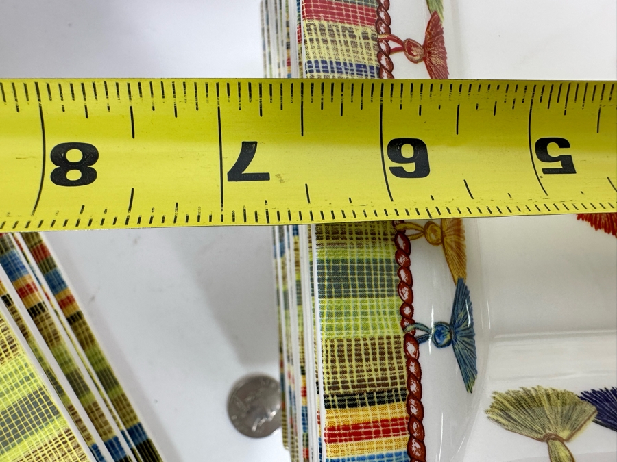 Taffetas Gien France (5) Rectangular Platter Plates 11.5 X 10.5 And (11) Square Bowls 6.5 X 6.5 Estimate $500 [Photo 11]