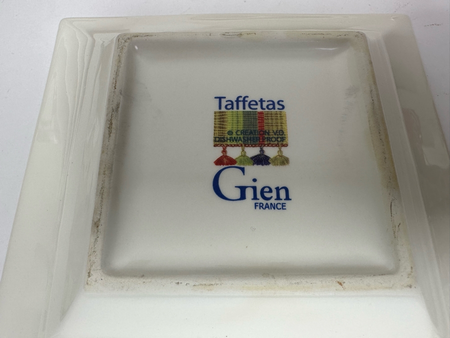 Taffetas Gien France (5) Rectangular Platter Plates 11.5 X 10.5 And (11) Square Bowls 6.5 X 6.5 Estimate $500 [Photo 6]