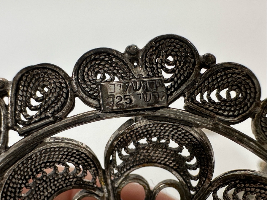 Pair Of Sterling Silver Filigree Signed Candlesticks From Israel 4H 123g [Photo 7]