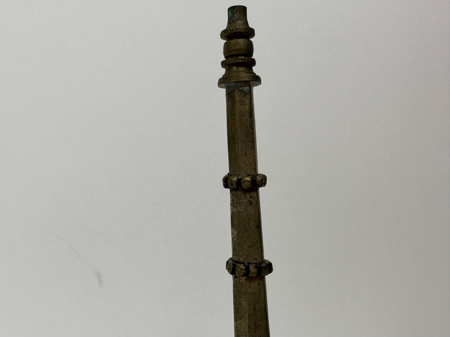 Antique Moorish Moroccan Glass Perfume Bottle With Embossed Metal Overlay 10H [Photo 6]