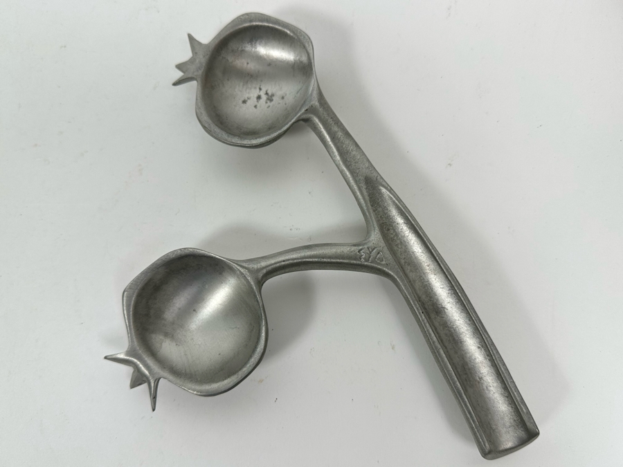 Shraga Landesman Nickel Silver Serving Dish From Israel - Pomegranate Branch 9 X 6 Retails $119 [Photo 5]