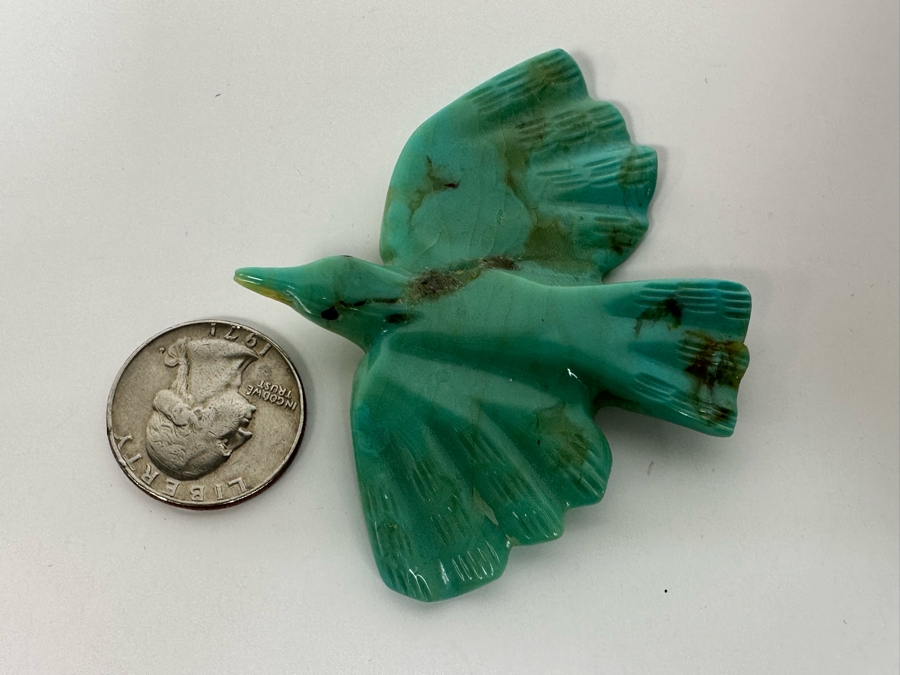 Native American Zuni Fetish Of Turquoise Bird By Steven Natachu