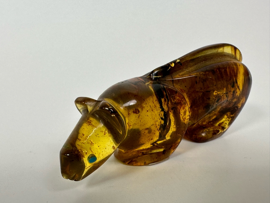Native American Zuni Fetish Amber Carving Of Bear Retails $150 [Photo 4]