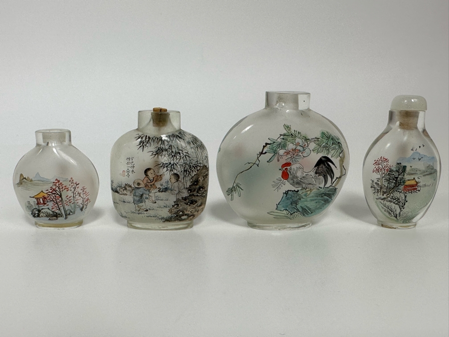 (4) Chinese Reverse Painted Snuff Bottles [Photo 2]