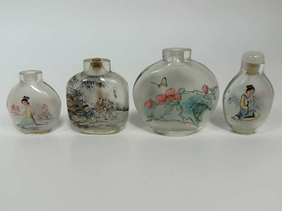 (4) Chinese Reverse Painted Snuff Bottles [Photo 9]