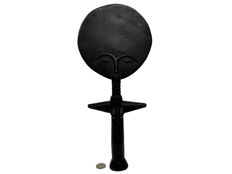 Vintage Carved Wooden African Fertility Sculpture Symbol Doll 6.5W X 15H [Photo 1]