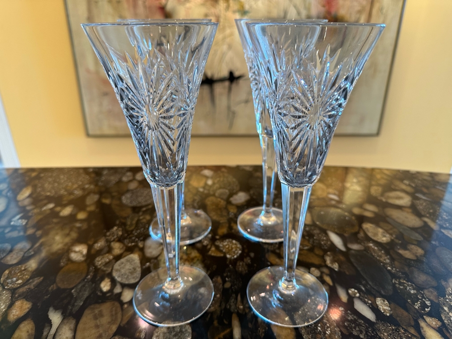 (4) Waterford Crystal Champagne Stemware Glasses 9 1/4H [Photo 2]