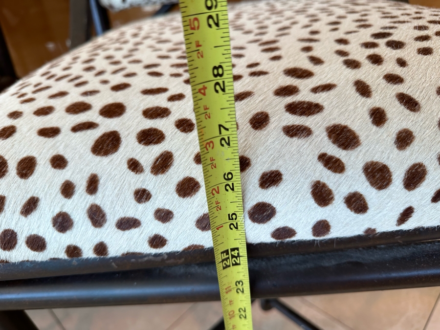 (3) Designer Wrought Iron Swivel Animal Hide Bar Stools 20W X 22D X 39.5H (Seat Height 28H) [Photo 15]