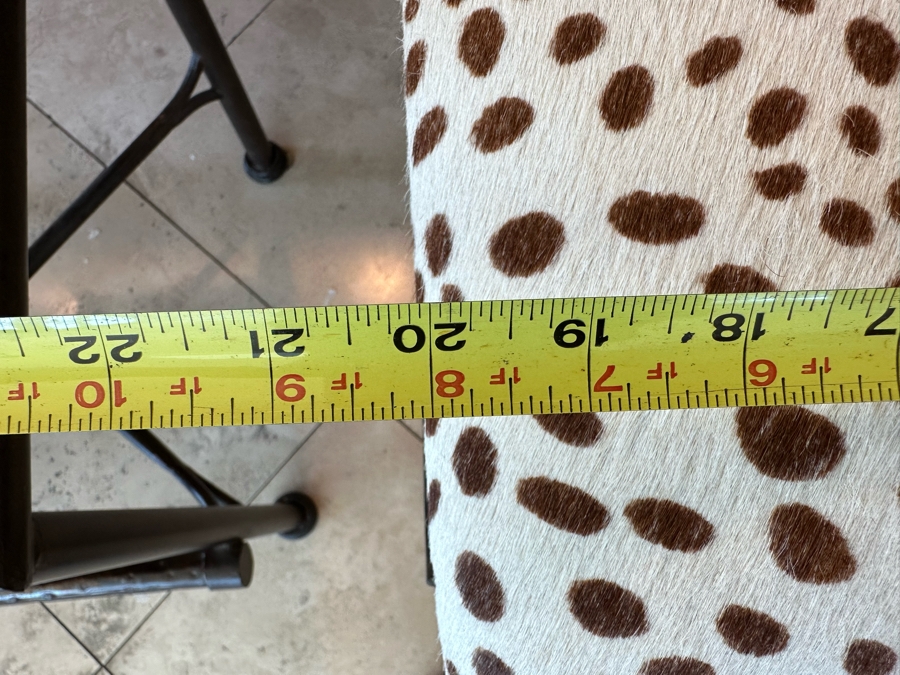 (3) Designer Wrought Iron Swivel Animal Hide Bar Stools 20W X 22D X 39.5H (Seat Height 28H) [Photo 12]