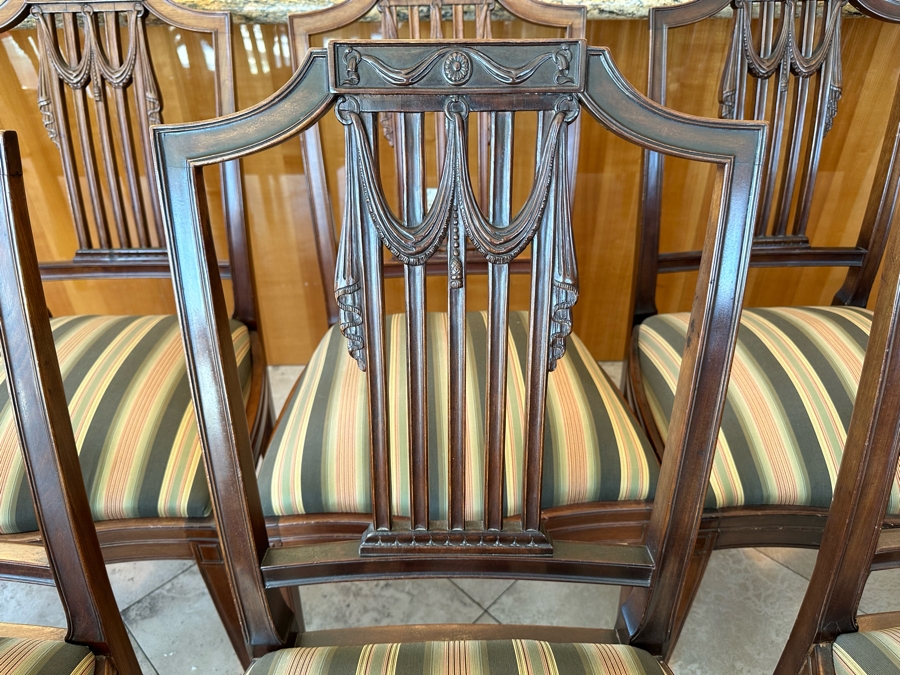Set Of Twelve Elegantly Carved Mahogany Formal Dining Chairs (Two Are Armchairs) [Photo 5]
