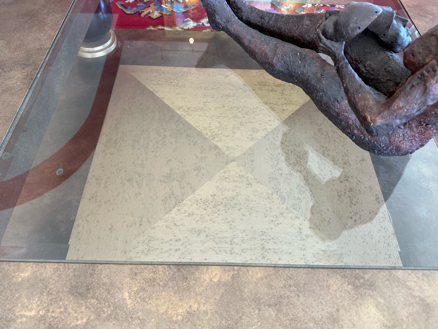 Designer 2-Tier Coffee Table With Inset Glass Top 54 X 54 X 19H [Photo 7]