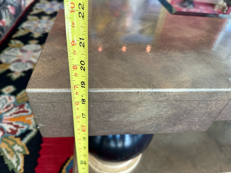 Designer 2-Tier Coffee Table With Inset Glass Top 54 X 54 X 19H [Photo 11]