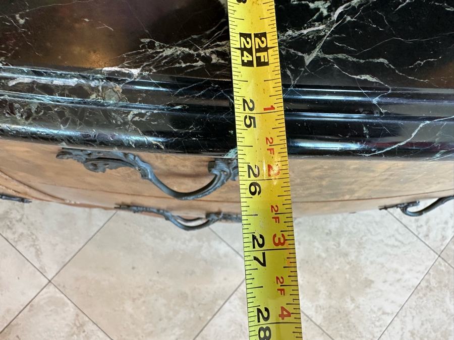 Antique Serpentine Front Burled Walnut Buffet Sideboard Cabinet With Marble Top 83W X 26D X 38H [Photo 19]