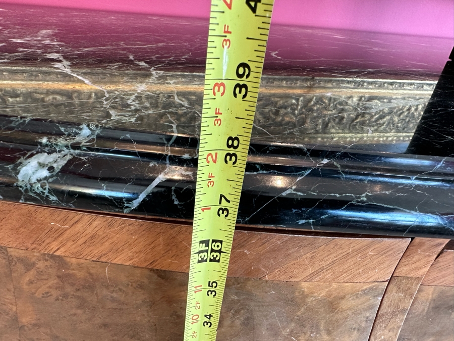 Antique Serpentine Front Burled Walnut Buffet Sideboard Cabinet With Marble Top 83W X 26D X 38H [Photo 20]