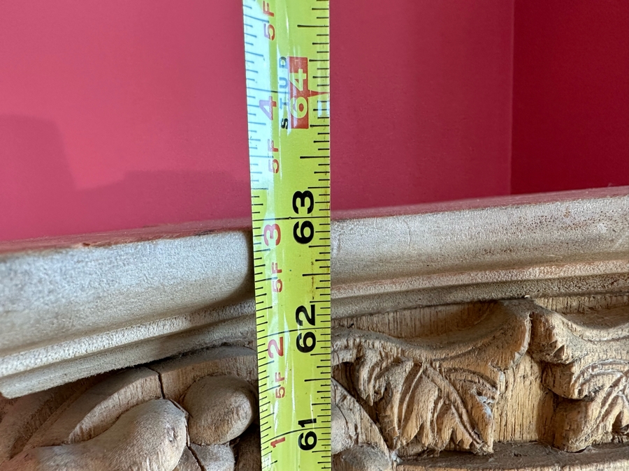 Impressive Vintage Hand Carved Wooden Sculptural Column Of Boy With Grapes [Photo 19]