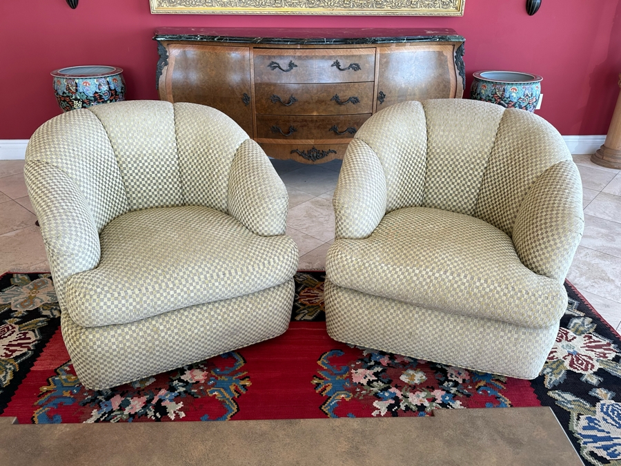 Pair Of Designer Swivel Armchairs 34W X 35D X 33H [Photo 2]
