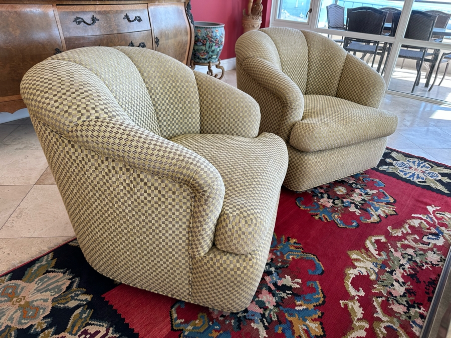 Pair Of Designer Swivel Armchairs 34W X 35D X 33H [Photo 4]