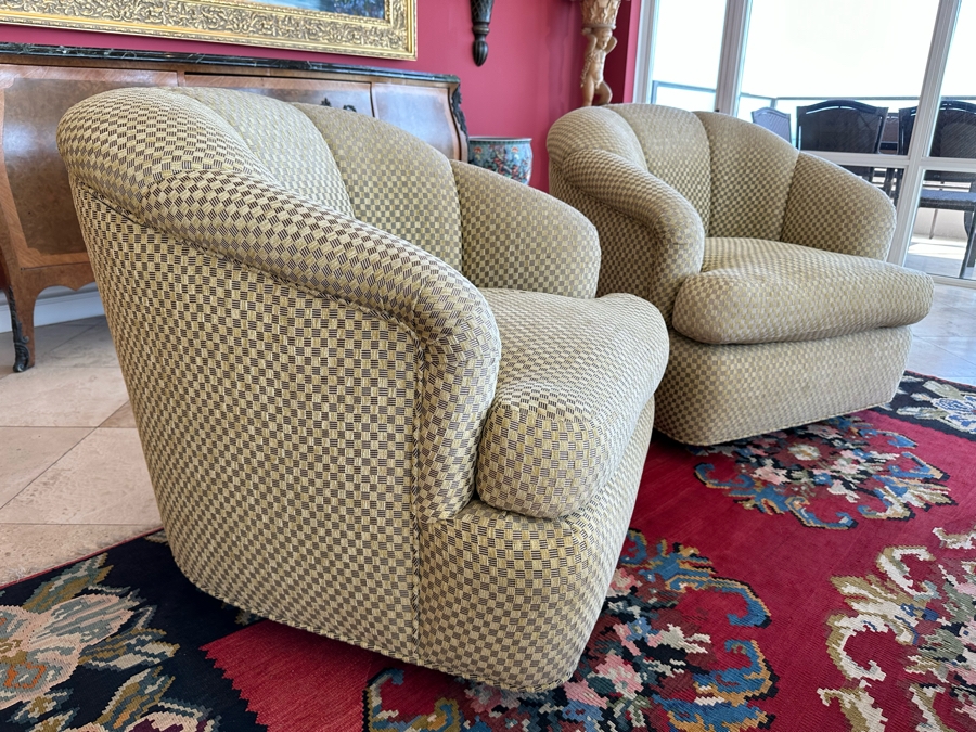 Pair Of Designer Swivel Armchairs 34W X 35D X 33H [Photo 6]