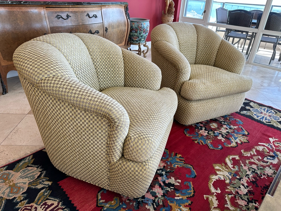 Pair Of Designer Swivel Armchairs 34W X 35D X 33H [Photo 3]