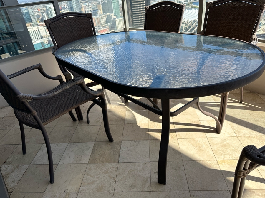 Luxury Outdoor Patio Furniture Dining Table With Six Chairs By Summer Classics Home 60 X 38.5 [Photo 8]