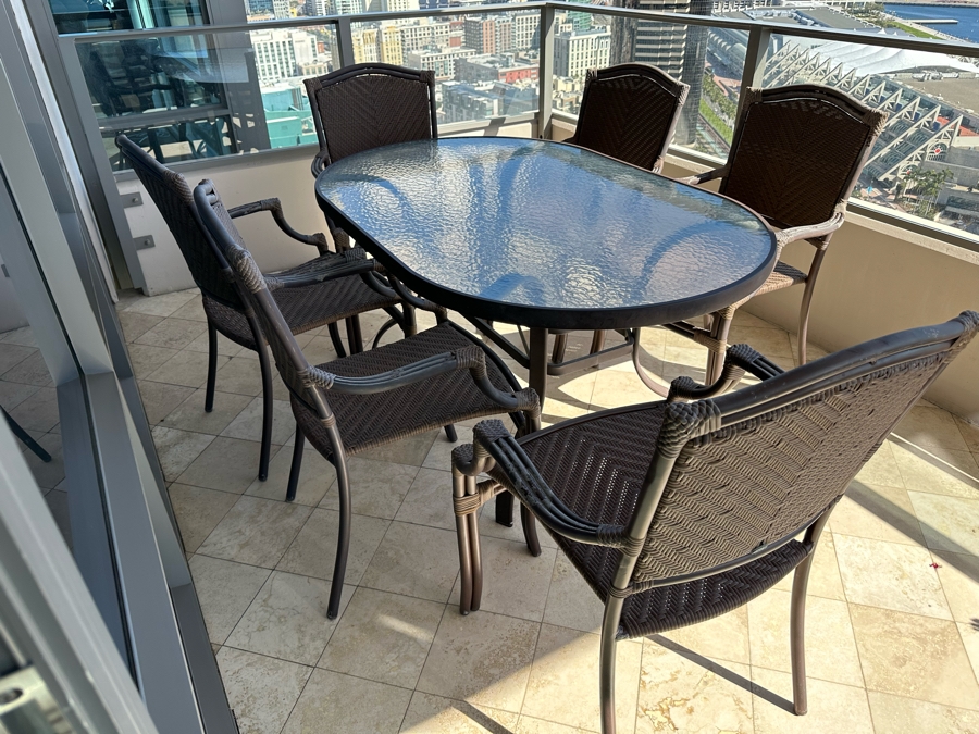 Luxury Outdoor Patio Furniture Dining Table With Six Chairs By Summer Classics Home 60 X 38.5 [Photo 4]