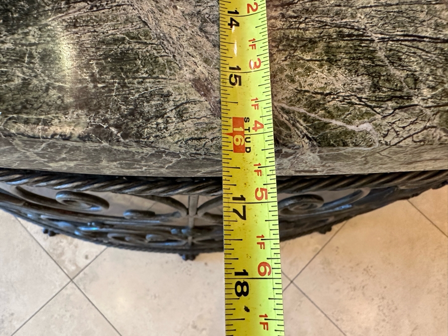 Theodore And Alexander Wrought Iron Console Entry Table With Marble Top 64.5W X 16.5D X 34H [Photo 12]