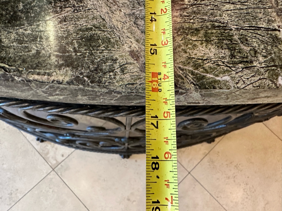 Theodore And Alexander Wrought Iron Console Entry Table With Marble Top 64.5W X 16.5D X 34H [Photo 13]