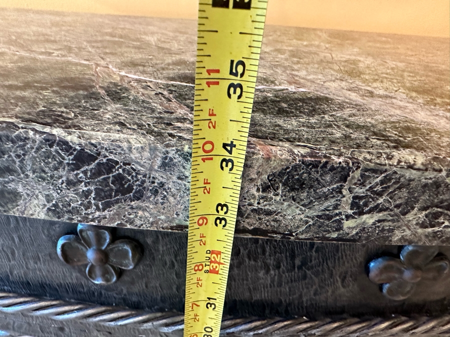 Theodore And Alexander Wrought Iron Console Entry Table With Marble Top 64.5W X 16.5D X 34H [Photo 14]