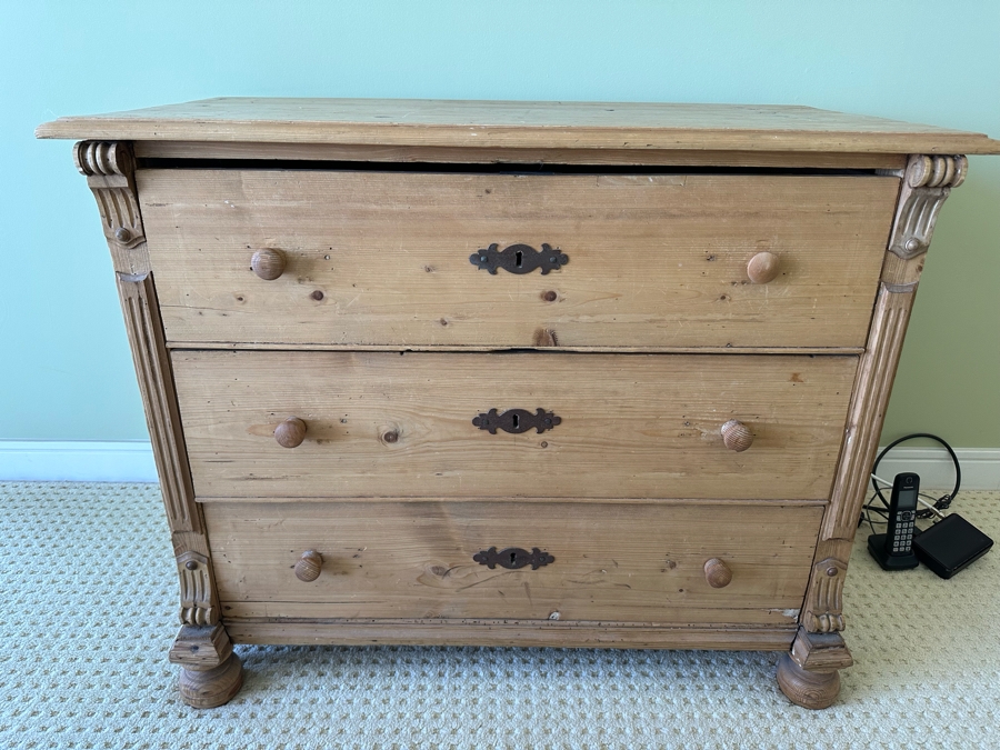 Antique Pine Chest Of Drawers Dresser 40W X 21D X 32H [Photo 2]